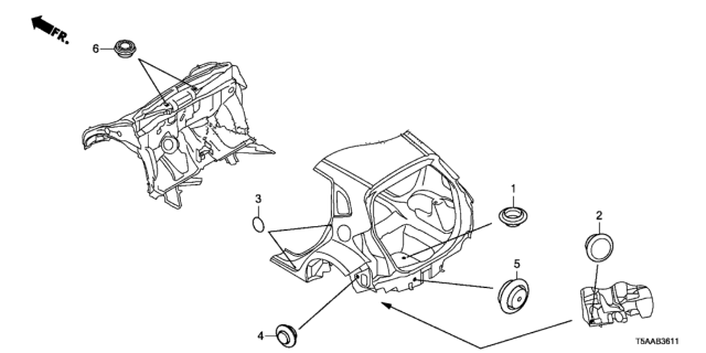 2020 Honda Fit Grommet (Rear) Diagram