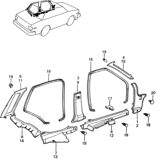 1983 Honda Civic Garnish, R. FR. Pillar *YR64L* (ROOMY BEIGE) Diagram for 73823-SA0-010ZA