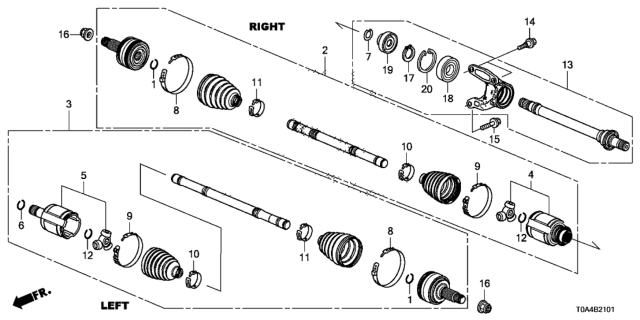 2016 Honda CR-V Driveshaft - Half Shaft Diagram