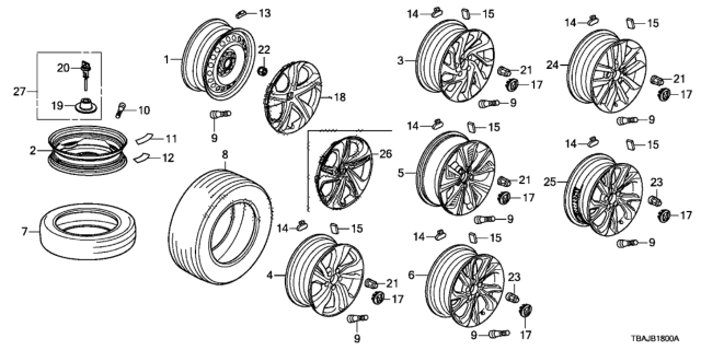 2019 Honda Civic Weight, Balance (20G) (Trax) Diagram for 44724-TV0-E21