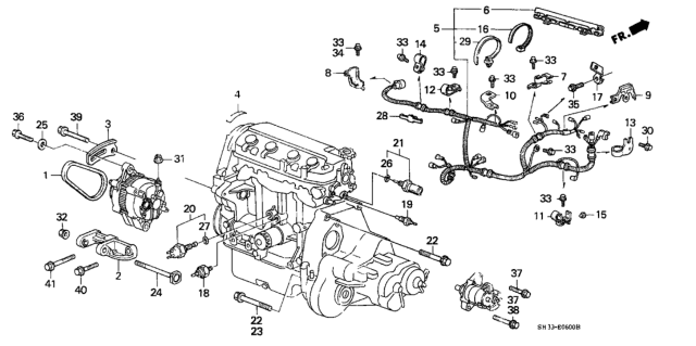 1988 Honda Civic Engine Sub Cord - Clamp Diagram