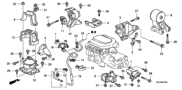 2008 Honda Odyssey Rubber, FR. Transmission Mounting Diagram for 50805-SHJ-A01