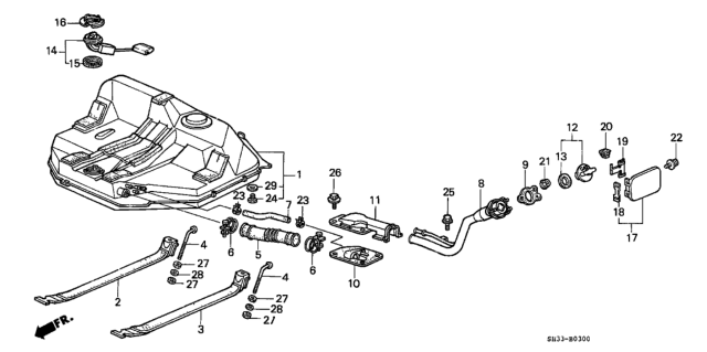 1989 Honda Civic 3 Door STD KL 4MT Fuel Tank Diagram