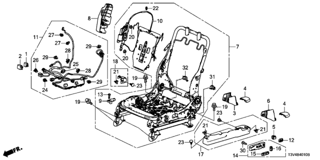 2014 Honda Accord Frame, L. FR. Seat Diagram for 81526-T3V-A11