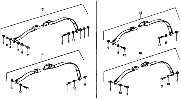 1977 Honda Civic 2 Door ** (1200) ** 4MT Rear Seat Belt Diagram
