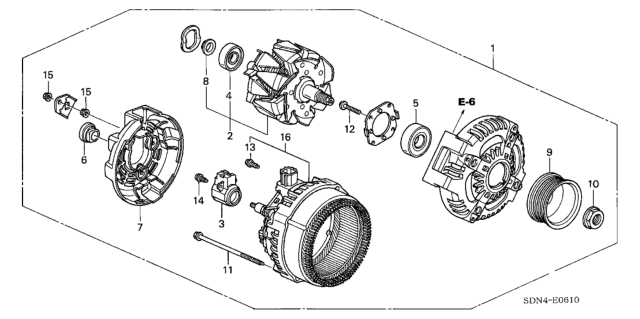 2006 Honda Accord 2 Door LX KA 5MT Alternator (Denso) (L4) Diagram