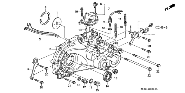 2001 Honda Prelude MT Transmission Housing Diagram