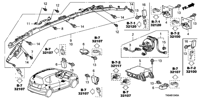 2009 Honda Fit Module Assembly, Driver Side Curtain Airbag Diagram for 78875-TK6-A72