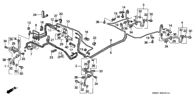 1994 Honda Civic 2 Door EX (ABS) KL 5MT Brake Lines Diagram
