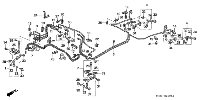 1995 Honda Civic Hose, Left Rear Brake Diagram for 46431-SR0-934