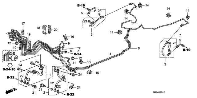 2010 Honda Insight Hose Set, Rear Brake Diagram for 01466-TM8-A00