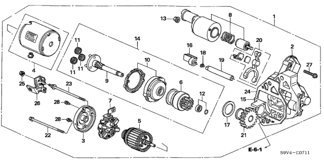 2006 Honda Pilot Starter Motor Assembly (Mhg024) (Mitsubishi) Diagram for 31200-RJE-A01