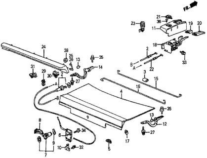 1987 Honda Prelude 2 Door SI KA 5MT Trunk Lid Diagram