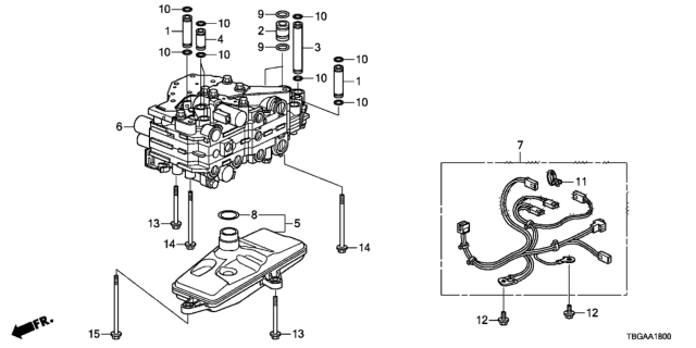 2020 Honda Civic 2 Door LX KA CVT AT Valve Body Diagram