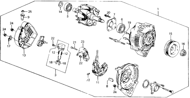 1989 Honda Accord 2 Door SEI KA 5MT Alternator (Denso) Diagram