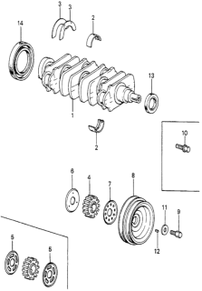 1982 Honda Prelude Pulley, Crankshaft Diagram for 38921-PB3-000