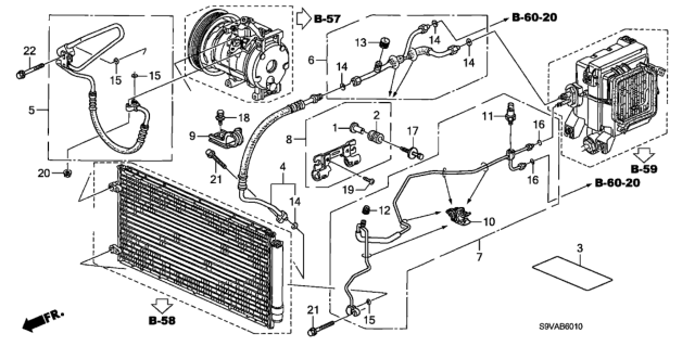 2008 Honda Pilot A/C Hoses - Pipes Diagram