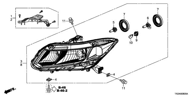 33100-TR2-A01 - Genuine Honda Headlight Assembly, Passenger Side