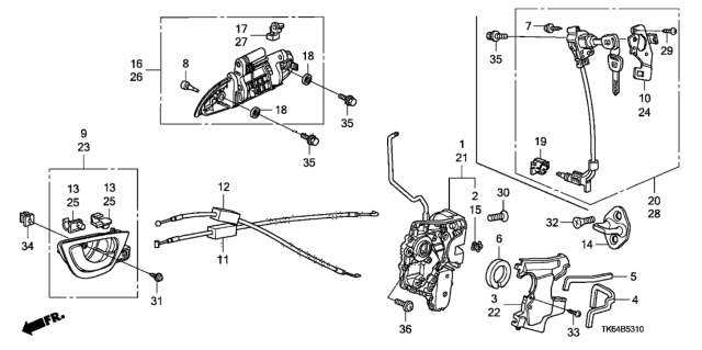 2011 Honda Fit Front Door Locks - Outer Handle Diagram