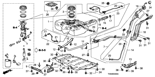 2011 Honda Fit Rivet, Baffle Plate Diagram for 90151-S3N-003