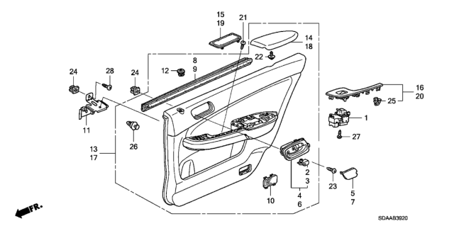 2007 Honda Accord Lining Assy., L. RR. Door *NH167L* (GRAPHITE BLACK) Diagram for 83750-SDB-A11ZA
