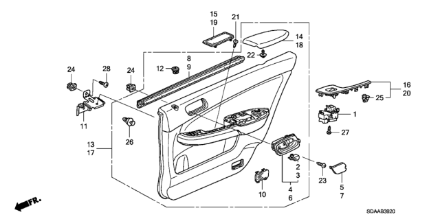 2007 Honda Accord Lining Assy., R. RR. Door (Typef) (Ivory/Taupe) Diagram for 83700-SDC-A12ZF