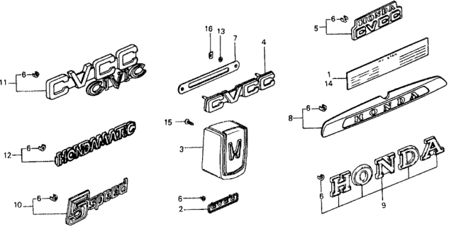 1978 Honda Civic Emblem, Rear (Cvcc) Diagram for 87330-659-010