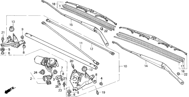 1994 Honda Prelude Blade, Windshield Wiper (475MM) (Passenger Side) Diagram for 76630-SK7-A02