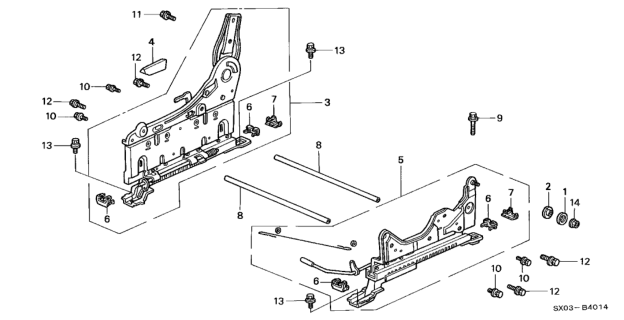 1998 Honda Odyssey 5 Door EX KA 4AT Right Front Seat Components Diagram
