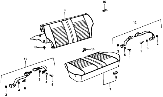 1979 Honda Civic 3 Door ** KA 5MT Rear Seat Diagram