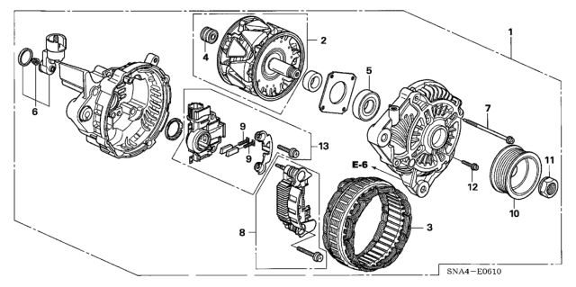 2006 Honda Civic Alternator (Mitsubishi) (1.8L) Diagram