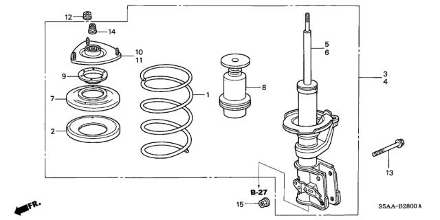 2004 Honda Civic Shock Absorber Unit, Right Front Diagram for 51605-S5A-C02