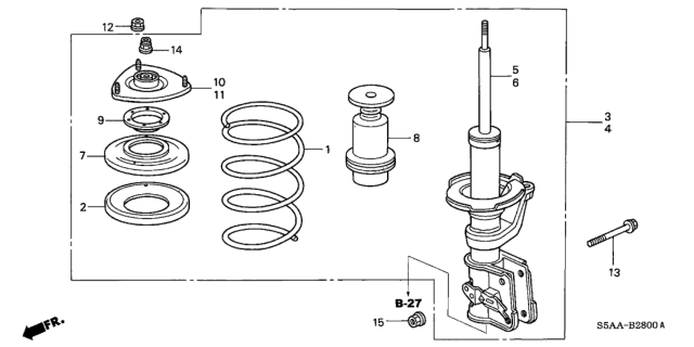 2004 Honda Civic Spring, Front Diagram for 51401-S5A-A61