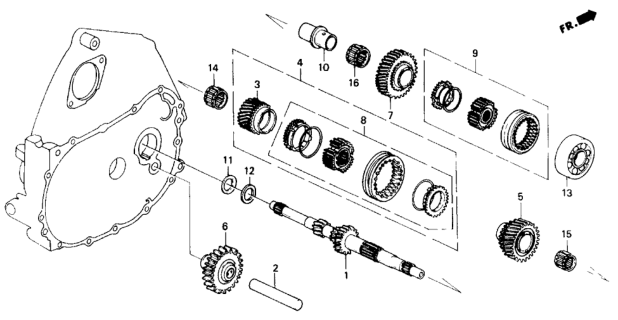 1990 Honda Civic 4 Door LX KL 5MT MT Mainshaft Diagram