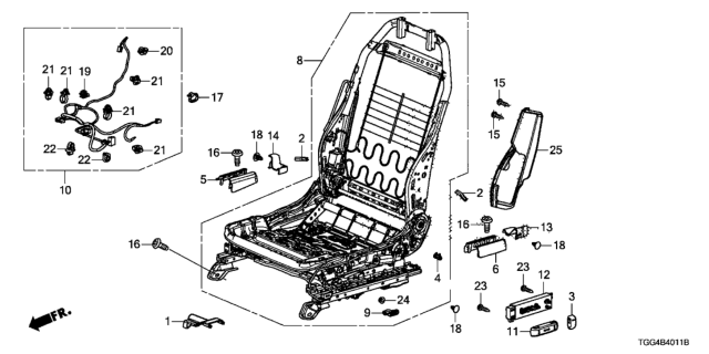 2018 Honda Civic Front Seat Components (Driver Side) (Full Power Seat) Diagram