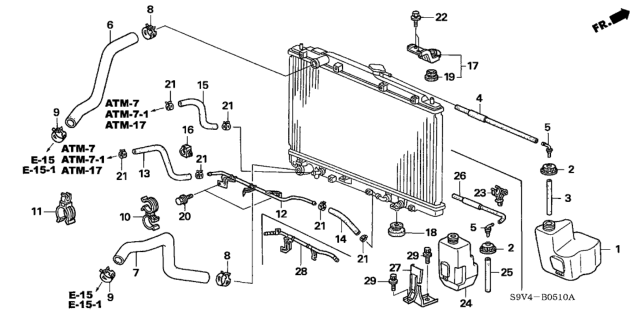 2003 Honda Pilot Radiator Hose - Reserve Tank Diagram