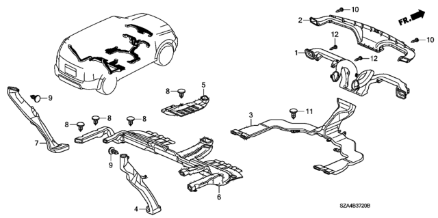 2014 Honda Pilot 5 Door EX-L (2WD/LEATHER/RES) KA 5AT Duct Diagram