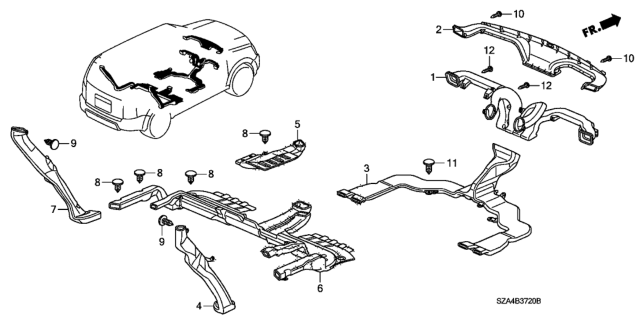 2011 Honda Pilot Duct Assy., FR. Defroster Diagram for 77460-SZA-A00