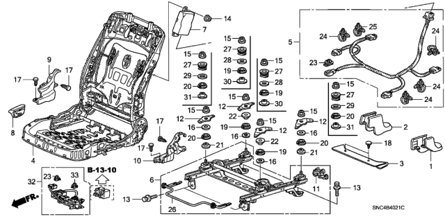 2006 Honda Civic Front Seat Components (Passenger Side) (SWS) Diagram
