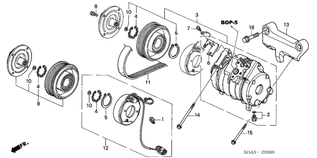 2005 Honda Accord 4 Door DX KA 5AT A/C Compressor Diagram 2