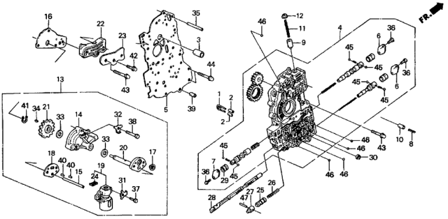 1990 Honda Civic 4 Door EX KA 4AT AT Main Valve Body Diagram