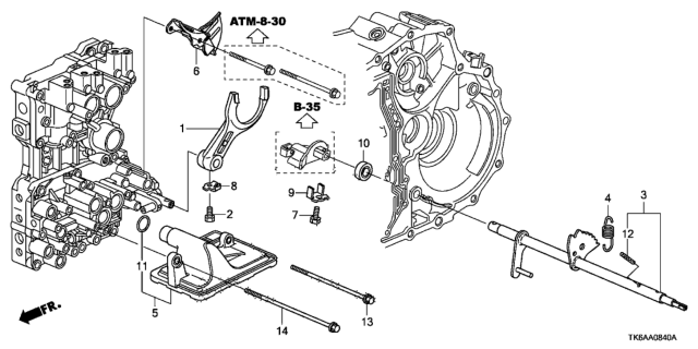 2013 Honda Fit AT Shift Fork Diagram