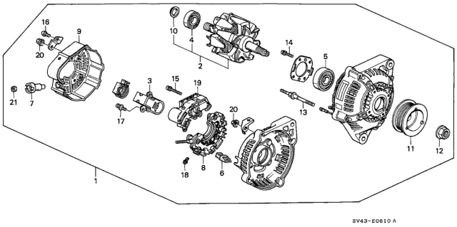 1996 Honda Accord Alternator (Denso) Diagram