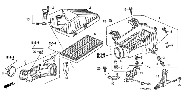 2011 Honda Civic 4 Door SI KA 6MT Air Cleaner (2.0L) Diagram