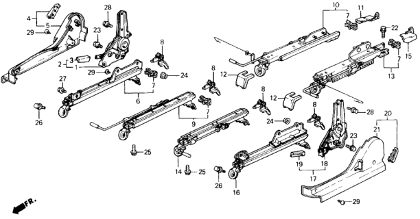 1991 Honda Civic Front Seat Components Diagram