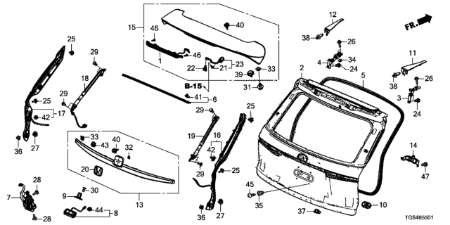 2020 Honda Passport 5 Door EXL (2WD) KA 9AT Tailgate (Power) Diagram
