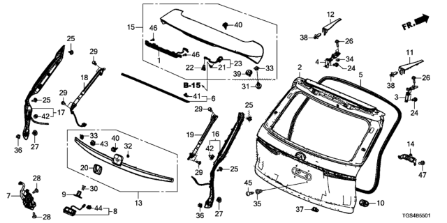 2019 Honda Passport TAILGATE COMP Diagram for 68100-TGS-A02ZZ