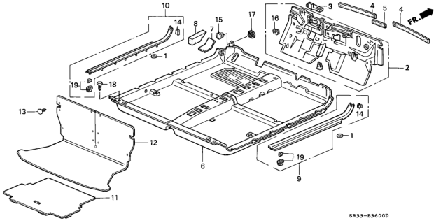 1995 Honda Civic Garnish, L. Side *NH167L* (GRAPHITE BLACK) Diagram for 84251-SR3-000ZB