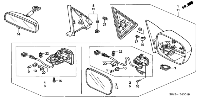 2000 Honda Accord Mirror Assembly, Driver Side Door (Naples Gold Metallic) (R.C.) Diagram for 76250-S84-K21ZP