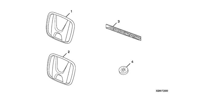 2003 Honda Accord Emblem Kit (Gold) Diagram for 08F20-SDN-100